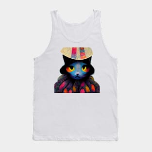 Colorful cat wearing a surreal hat Tank Top